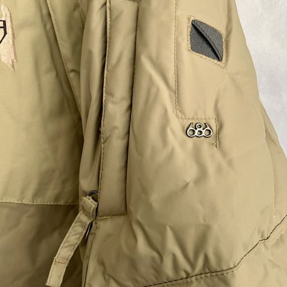 Mens 686 ACE Snowboarding JACKET Size LARGE Winter Coat Khaki Tan Down 15 Years - Picture 9 of 16